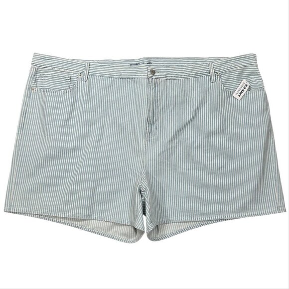 Old Navy Pants - Old Navy NWT Blue White Stripe High Rise Baggy Shorts Size 28